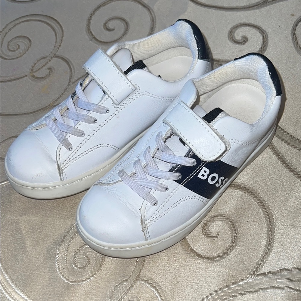 Boss White and Black Sneakers with Velcro Strap